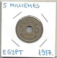 A2 Egypt 5 Milliemes 1917. - Egypte