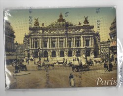 Reproduction D'une Ancienne Vue De PARIS Opéra - Sur Plaque Métal - 20.5 Cm X 14.5 Cm (très Animée -style Carte Postale) - Tin Signs (after1960)