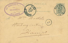 504/23 - BRASSERIE BELGIQUE - Entier Postal DIEST 1893 - Cachet Brasseur Duyster - Birre