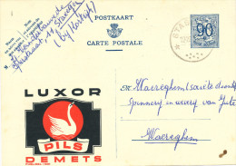 511/23 - BRASSERIE BELGIQUE - Entier Postal Publibel Pils Luxor DEMETS - Cachet RELAIS Etoiles STACEGEM 1951 - Biere