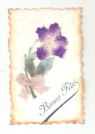 CPA  Fantaisie Marbrée : BONNE FETE : Violette Ave Noeud En Relief  ( Découpé Et " Brulée"- Type " Parchemin"  ) - Other & Unclassified