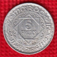 1 PIECE MAROC EMPIRE CHERIFIEN MAROCCO AN 1370 - 5 FRANCS (N°46) - Morocco