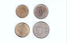 ® URUGUAY 1970-1973: LOTE De 4 Monedas - Níquel - Uruguay