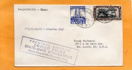 Begian Congol 1941 First Flight Air Mail Cover Mailed To Miami - Cartas & Documentos