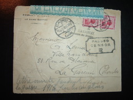 LETTRE POUR LA FRANCE TP 5M X2 OBL. 6 NO 17 CAIRO + CENSURE - 1915-1921 Britischer Schutzstaat