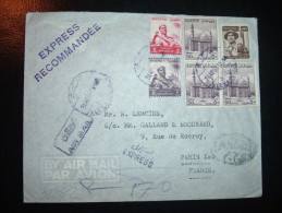 LR EXPRESS POUR LA FRANCE  TP OBL.24 AP 56 ALEXANDRIE + AERODROME DU CAIRE + POSTE PNEUMATIQUE PARIS + AUGUSTE FRANCO - Cartas & Documentos