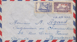 A.O.F. Via Air Mail Cote D'Ivoire Cover Lettre BORDEAUIX Gironde France Senegal Overprinted Stamp Timbre - Lettres & Documents