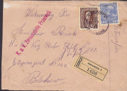 Austria Registered Einschreiben Label JAROSLAU 1916 Cover Brief (Front Only !!) K.u.K. Zensurstelle Przemysl. (Red) Cds. - Storia Postale
