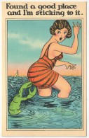 Found A Good Place And I'm Sticking To It - Woman, Bathing Suit, Lobster - 1900-1949