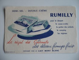 BUVARD RUMILLY Fromages Frais Lait MONT BLANC Demi Sel - Double Crème.Dessin LD. Années 50. TBEtat - Produits Laitiers