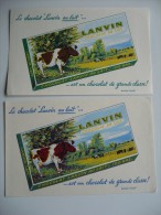 2 BUVARDS LANVIN CHOCOLAT Au LAIT. Vache De Couleur Différente. Années 50. Très Bon Etat - Cocoa & Chocolat