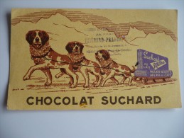 BUVARD Chocolat SUCHARD Au Lait MILKA Noisettes. Années 50. CHIENS Tirant Une Luge. TBon Etat. TAMPON Magasin Issoire - Cocoa & Chocolat