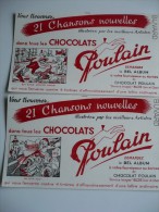 2 BUVARDS Chocolat  POULAIN Ma PETITE FOLIE Et Bon VOYAGE Mr DUMOLLET. Série 21 Chansons Nouvelles. Années 50. TBon Etat - Cocoa & Chocolat