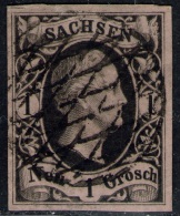 Vollgitterstempel Auf 1 Ngr. Hellgraurot - Sachsen Nr. 4 IIa - Kabinett - Saxe