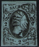 Dresden 1. DEC Auf 2 Ngr. Mattgrüngrau - Sachsen Nr. 5 Mit Platttenbruch - Geprüft BPP - Pracht - Saxe