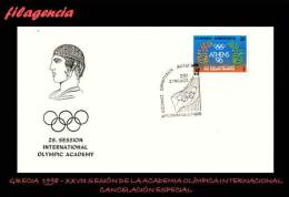 EUROPA. GRECIA. ENTEROS POSTALES. MATASELLO ESPECIAL 1988. XXVIII SESIÓN DE LA ACADEMIA OLÍMPICA INTERNACIONAL - Enteros Postales