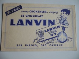 BUVARD LANVIN Chocolat à Croquer N°7. Comme CROKENLER Croquez Le Chocolat LANVIN. Années 50. Etat TB. OISEAU BLEU - Cocoa & Chocolat