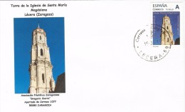 SPAIN. COVER SANTA MARIA MAGDALENA CHURCH. TOWER. LECERA (ZARAGOZA). "TU SELLO" - Lettres & Documents