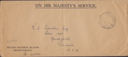 British Solomon Islands O.H.M.S., HONTARA Stampless 1950 Cover Brief VERMONT United States - Iles Salomon (...-1978)