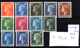 Grande-duchesse Charlotte, 413A 424** Incomplète, Cote 38 €, - 1948-58 Charlotte De Profil à Gauche