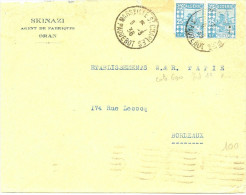 LCH - ALGERIE LETTRE COMMERCIALE POSTEE A BORD OBL. MARSEILLE ST CHARLES PAQUEBOT 8/3/1936 - Covers & Documents