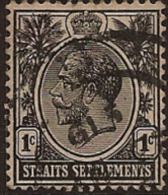 STRAITS SETTLEMENT 1912 1c Black KGV SG194 U RG171 - Straits Settlements