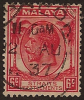 STRAITS SETTLEMENTS 1936 6c KGV SG 264 U RG278 - Straits Settlements