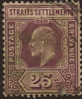 STRAITS SETTLEMENTS 1906 25c KEVII SG 161 U WU117 - Straits Settlements