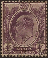 STRAITS SETTLEMENTS 1906 4c KEVII SG 155a U WU113 - Straits Settlements