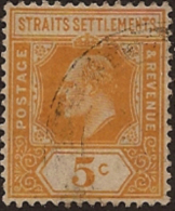 STRAITS SETTLEMENTS 1906 5c KEVII SG 157 U WU114 - Straits Settlements