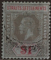 STRAITS SETTLEMENTS 1912 $1 KGV SG 210 U WU159 - Straits Settlements