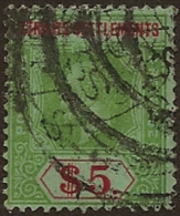 STRAITS SETTLEMENTS 1912 $5 KGV SG 212a U WU216 - Straits Settlements