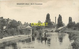 Cpa 27 Serquigny, Sur La Charentonne, 2 Pêcheurs En Barque, Affranchie 1919 - Serquigny