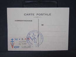 FRANCE- Vignette Croix De Lorrainne De Vichy De La Journée Du Timbre En1945 Sur Cp       à Voir P4867 - Esposizioni Filateliche