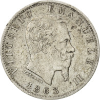 Monnaie, Italie, Vittorio Emanuele II, 20 Centesimi, 1863, Milan, TTB, Argent - 1861-1878 : Victor Emmanuel II.