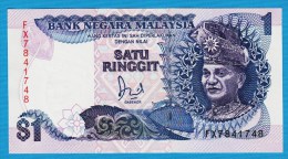 MALAYSIA 1 Ringgit  ND (1989)  SERIE FX  P# 27b   King Tuanku Abdul Rahman  UNC - Malaysia