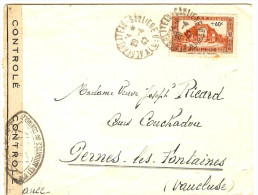 LCH ALGERIE LETTRE ALGER PLATEAU SAULIERE / PERNES LES FONTAINES 29/4/1942 CENSURE - Storia Postale