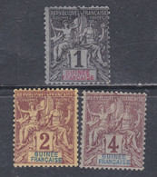 Guinée Française N° 1 / 3 X , Type Groupe, Les 3 Valeurs Trace De  Charnière SinonTB - Unused Stamps