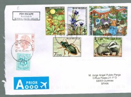 BELGIUM BELGIE BELGIQUE 2014  USED LETTRE CARABUS AUTARUS MELES BADGER GENTIANA HYPOCHOERIS FLOWERS - Lettres & Documents