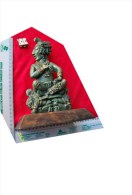 GUERRIER MAYA AZTEQUE AZTEC PERSONNAGE ASSIS PIERRE PRESSEE RESINE COMPOSITE VERT JADE OR 24X17X10,5cm SOLDE MAGASIN N1 - Popular Art