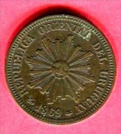 2 CENTAVOS 1869  ( KM 12)  TB+  14 - Uruguay