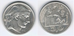 BELGICA BELGIQUE 50  FRANCS 1951 PLATA SILVER - 50 Franc