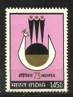 INDIA, 1973, INDIPEX 1973, Emblem,  Symbol Of Stylised Peacock, Bird, MNH, (**) - Neufs