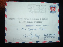 LETTRE PAR AVION TP BLASON DE PARIS 15F CFA Sur 0,30 OBL.MEC.8-2-1966 SAINT DENIS REUNION - Brieven En Documenten