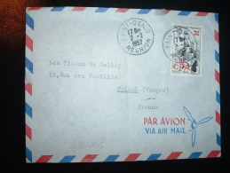 LETTRE PAR AVION TP BASKET-BALL 8F CFA SUR 30F OBL.2-2-1957 SAINT-DENIS REUNION - Brieven En Documenten