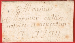 Lettre Des Ursulines De Chatillon Pour Le Notaire Arpenteur à Azay 1719 - 1701-1800: Precursori XVIII