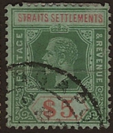 STRAITS SETTLEMENTS 1912 $5 KGV SG 212b U NS54 - Straits Settlements