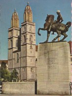 RT84 - PEQUEÑA POSTAL - ZURICH - WALDMANN-DENKMAL UND GROSSMÜNSTER - 9 X 6,5 CM. - Wald