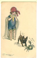 MAUZAN Petite Fille Et Chien Et Insecte  Envoyé De  MARCHE à Bruxelles - Mauzan, L.A.