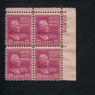 USA POSTFRIS MINT NEVER HINGED POSTFRISCH EINWANDFREI SCOTT 829 PRESIDENTIAL ISSUE P#block Of 4 - Números De Placas